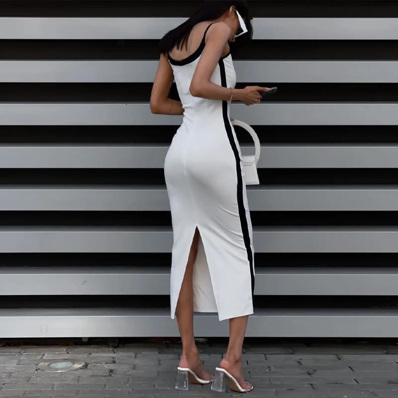 Robe crayon fendue au dos pour femmes, élégante, sexy, batterie con, slim, noire, épissure, abonnés 
