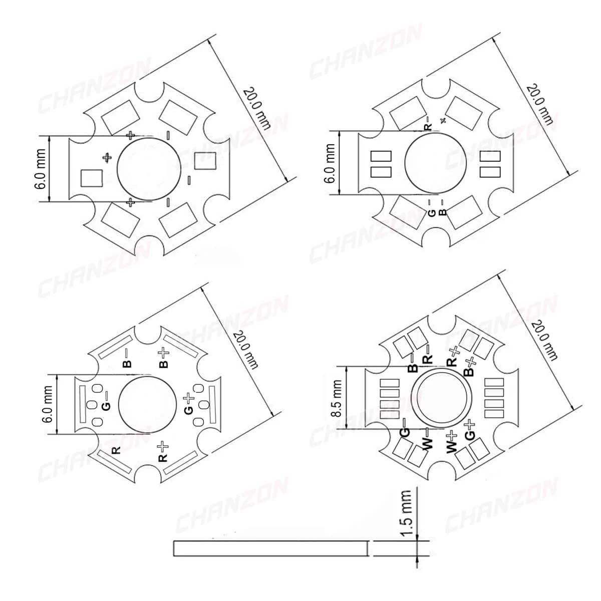 Dissipateur thermique étoile 1W 3W 5W, panneau PCB SMD, plaque de Base en aluminium, substrat, Circu