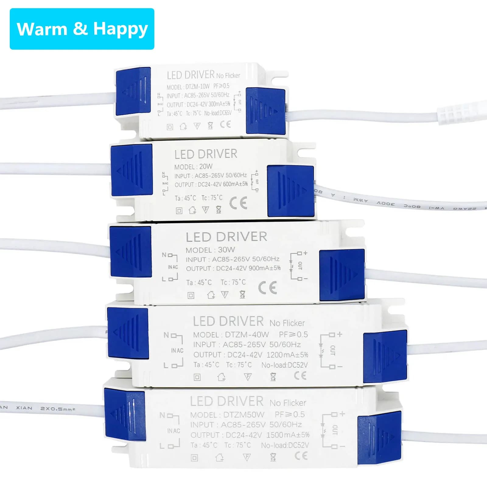 Adaptateur d'alimentation LED 10W 20W 30W 40W 50W, transformateurs d'éclairage DC24-42V AC85-265V, p