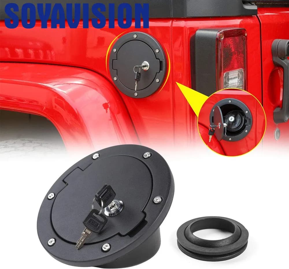 Couvercle de bouchon de gaz précieux pour Jeep Wrangler JK JKU, aluminium noir, verrouillage de port