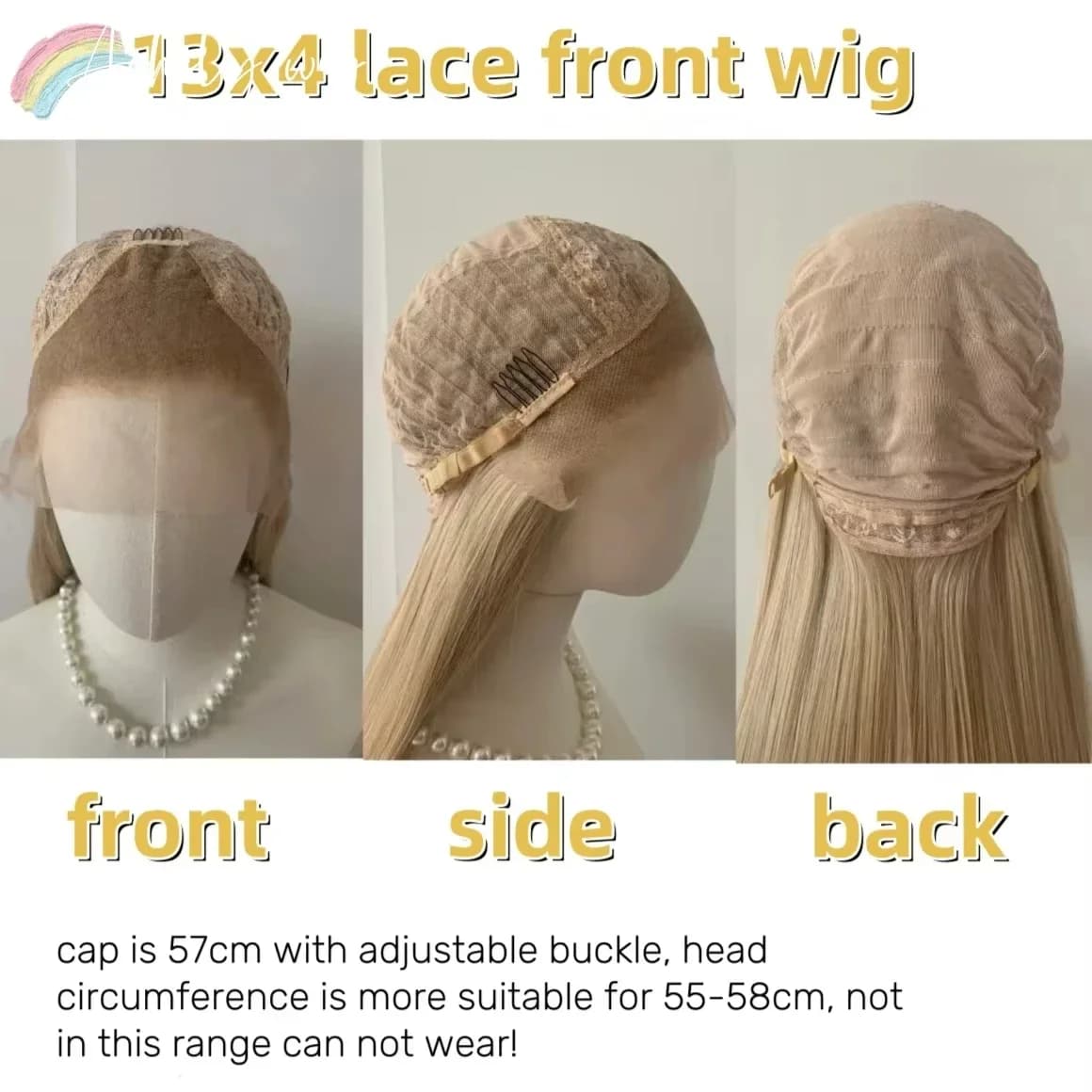 Perruque Lace Front Wig synthétique rose clair 13x4, perruque de 26 pouces longue et lisse, perruque