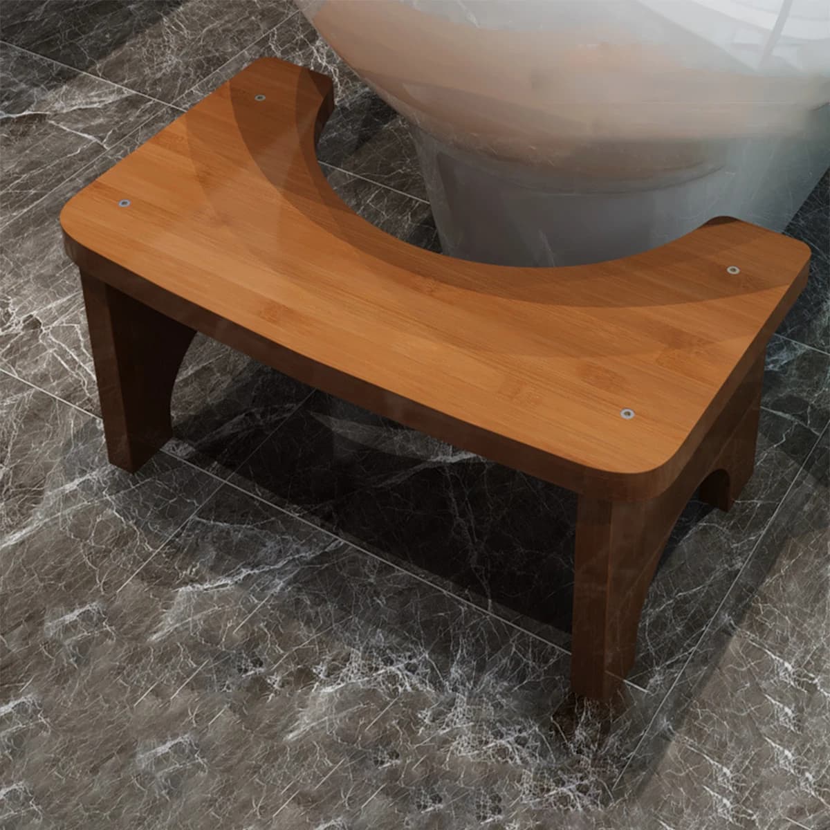 Tabouret de toilette portable robuste en bambou pour adultes, large et stable, tabouret de pot de sa
