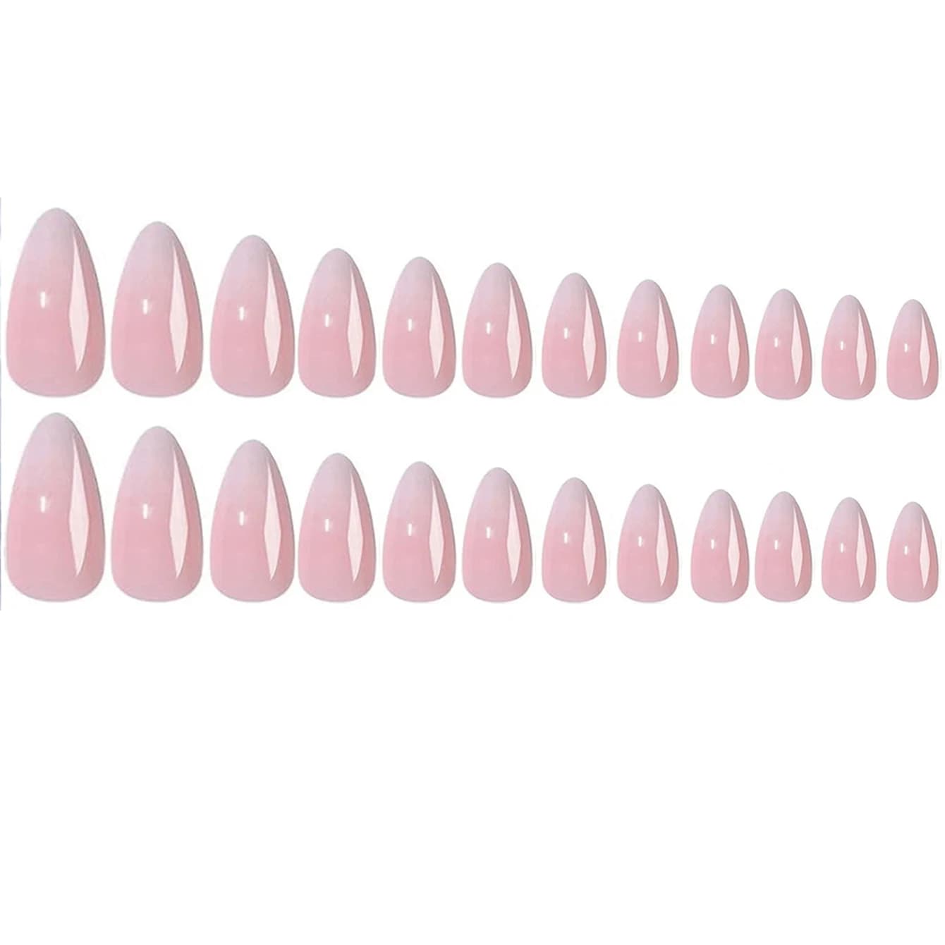 Faux ongles en amande dégradée blanche, 24 pièces, améliorez votre look, 1 lime à ongles et 1 Kit d'