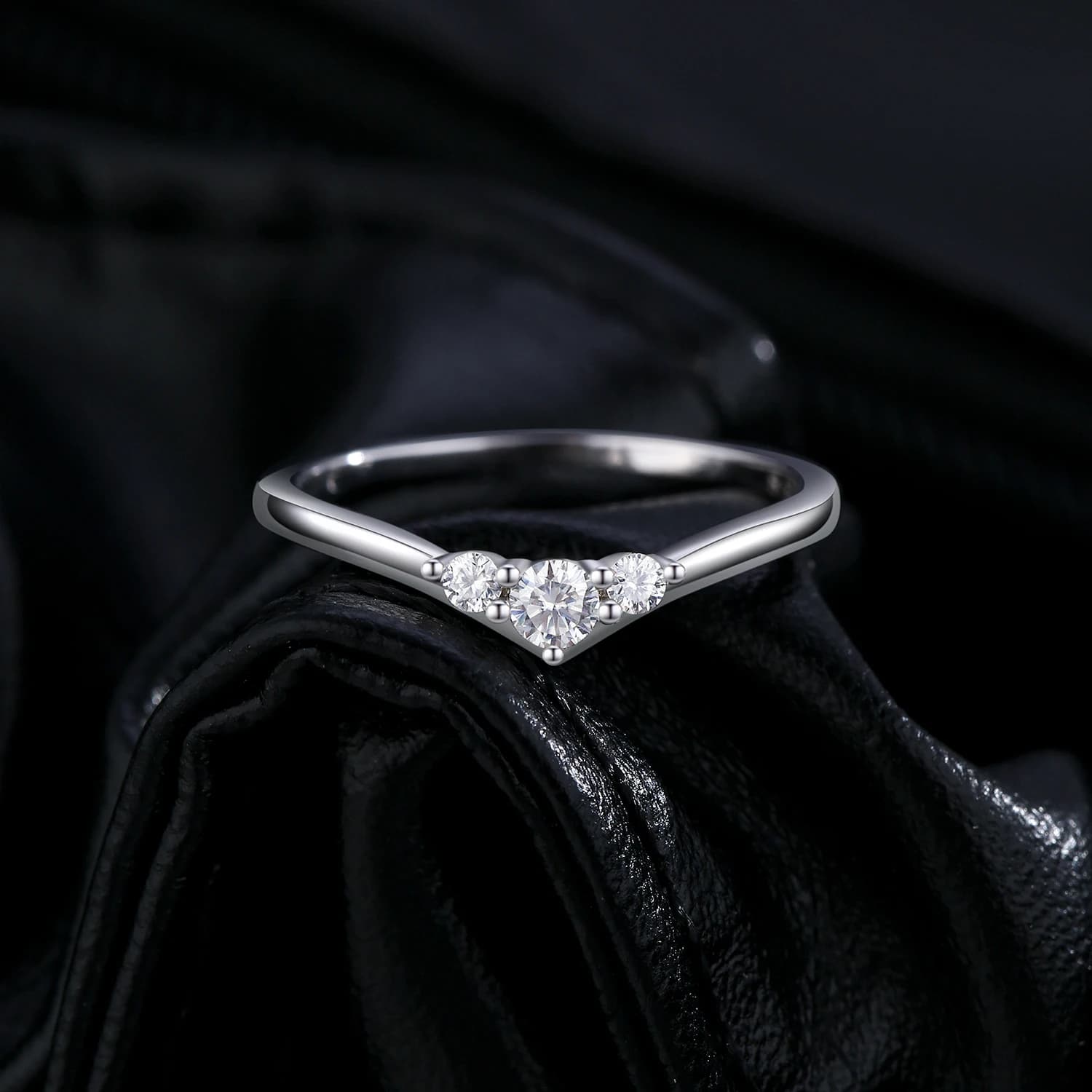 MODIAN Simple éternité Moissanite bague 925 en argent Sterling scintillant Simple mince bague de mar