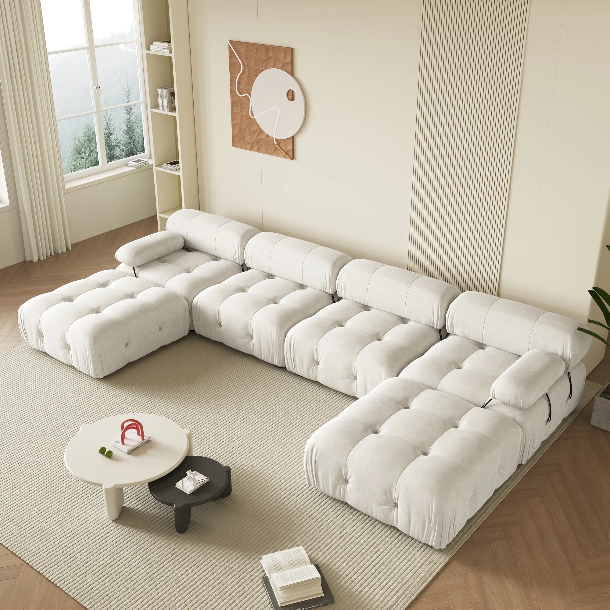 Sdorens Canapé sectionnel modulaire de 138 pouces Canapés en velours minimalistes modernes en forme 