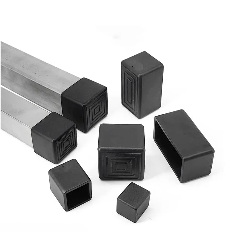 Couvre-pieds de chaise carrés noirs en Silicone, manchon de tuyau en caoutchouc souple en PVC, couve