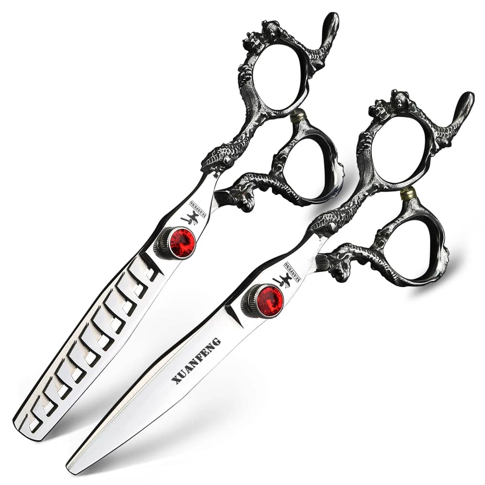Ciseaux de barbier japonais en acier 440C, poignée Dragon 6 "7", ciseaux professionnels pour couper 