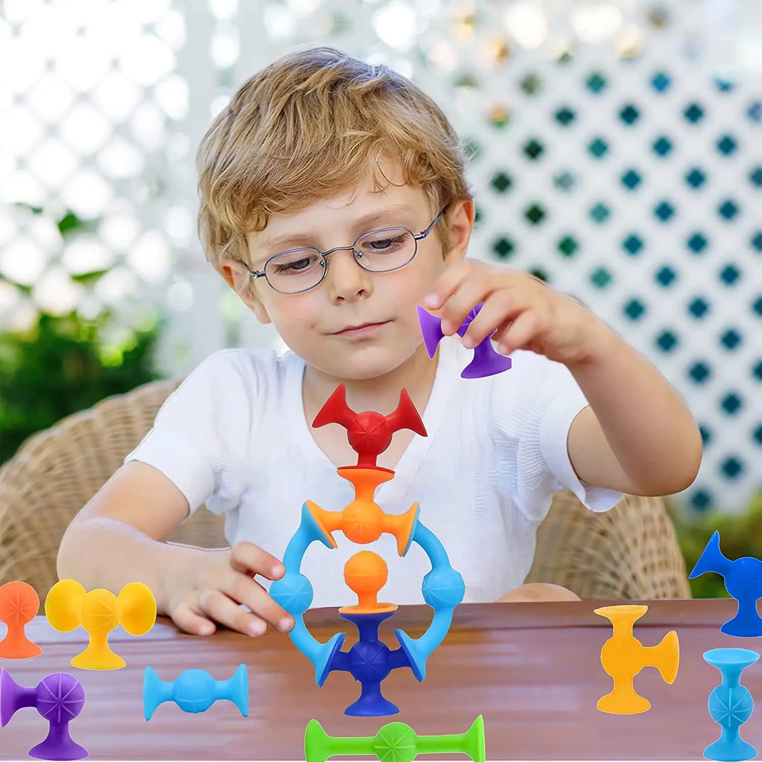 19 pièces ventouses assemblés jouets drôle bloc de Silicone modèle jouets de Construction ventouse v