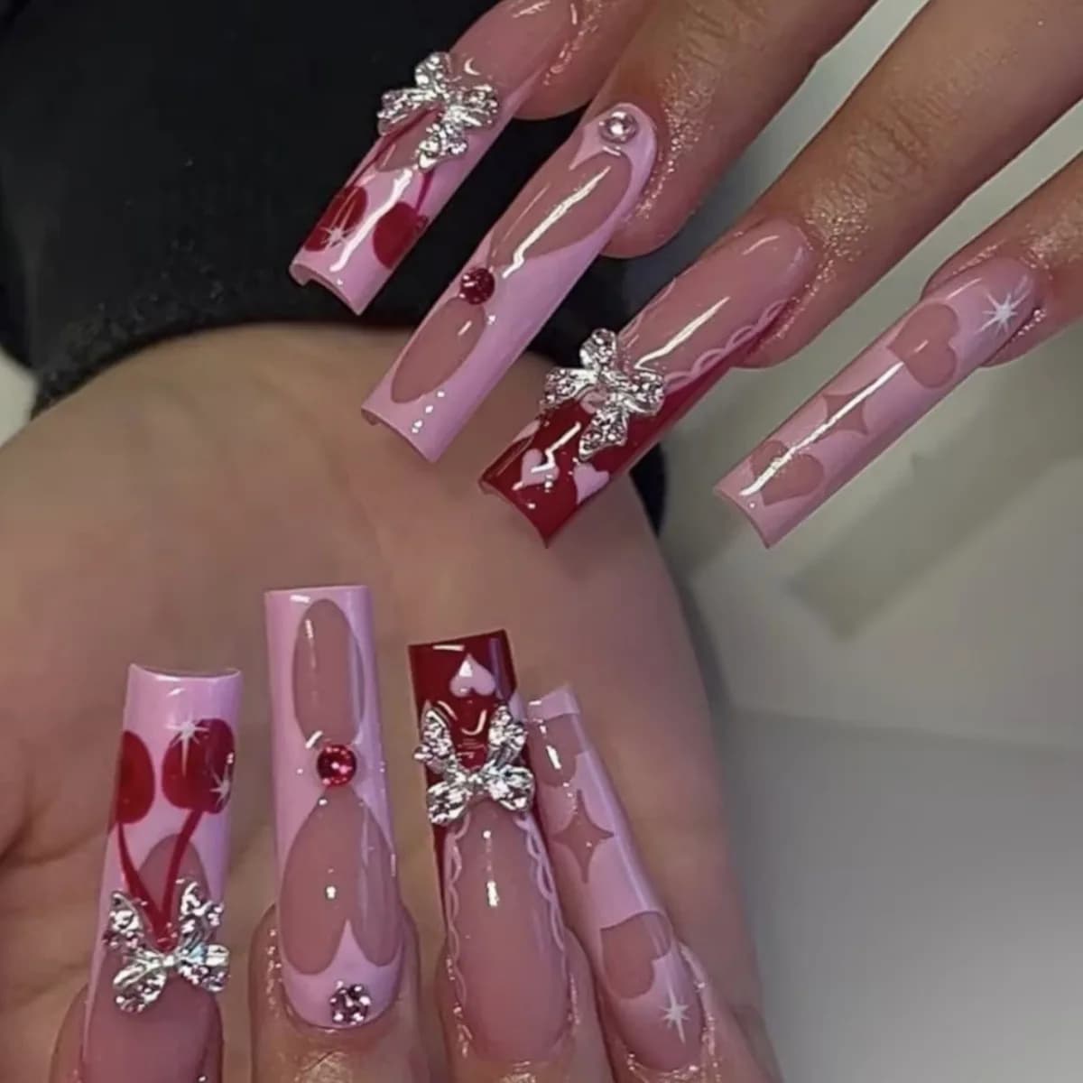 24 pièces longue tête carrée couverture complète ongles conseils blanc français faux ongles 3D ceris