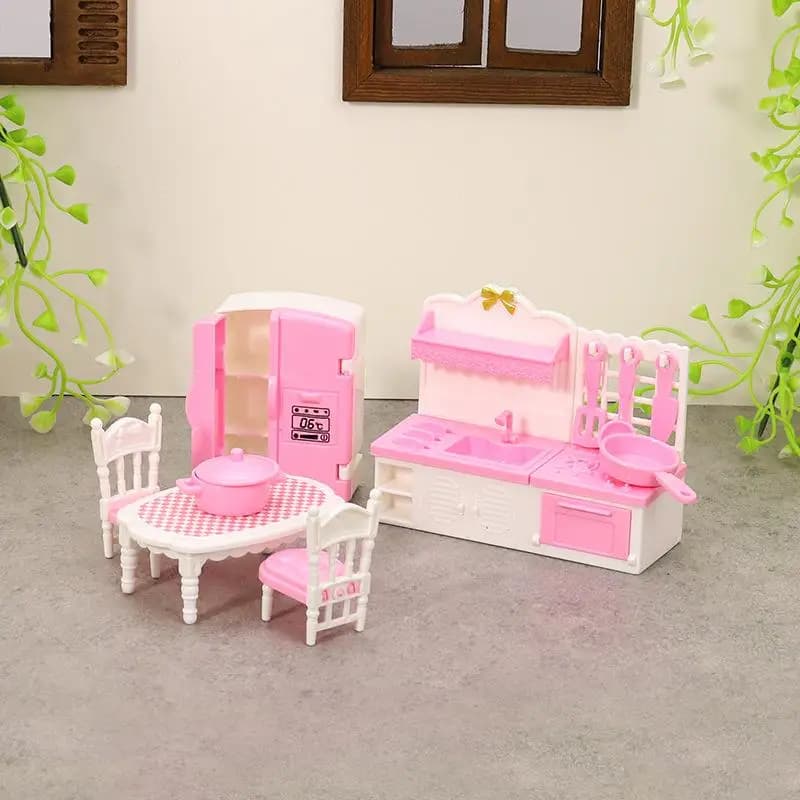Maison de poupée Miniature 1:12, réfrigérateur à Double porte, Table à manger, meubles, modèle de jo