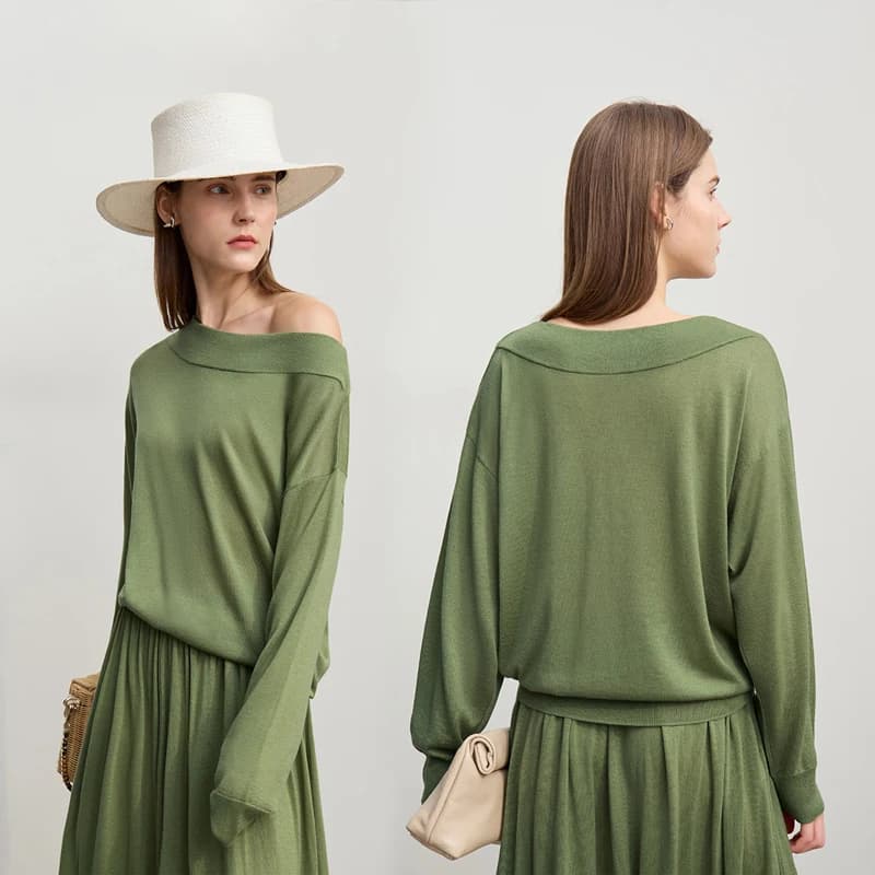 Jupe longue Amii 2026 Nouvelle collection Printemps – Jupe longue trapèze en laine tricotée minimali