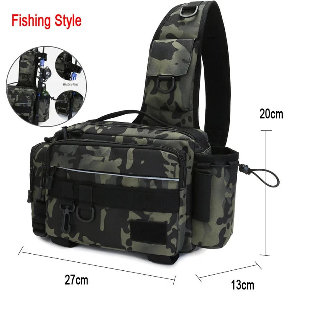 Multifonctionnel Plus grand sac de leurre de pêche étanche épaule bandoulière équipement de pêche ma