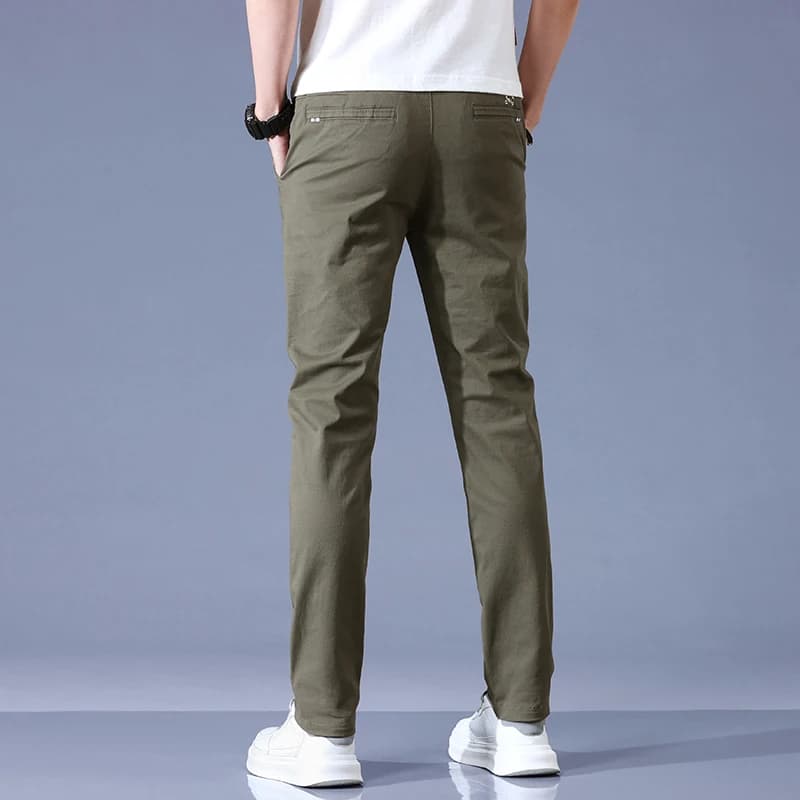2025 nouveau haute qualité hommes mince pantalons décontractés taille moyenne Stretch travail pantal