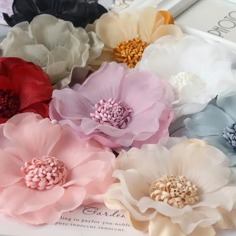 Grand tissu en mousseline de soie fait à la main, fleur artificielle pour robe de mariée, vêtements,