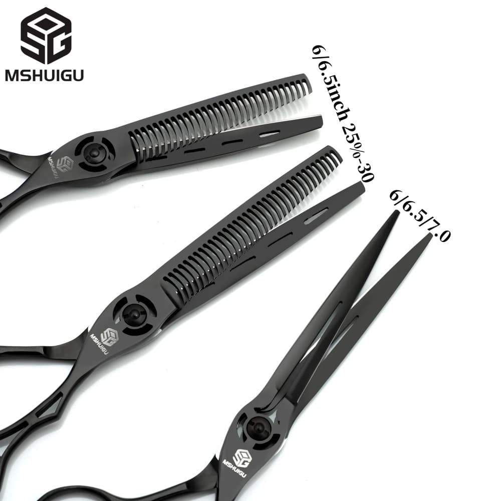 MSHUIGU – ensemble de ciseaux de barbier professionnels japonais 440C, 6-6.5-7 pouces, ciseaux à eff