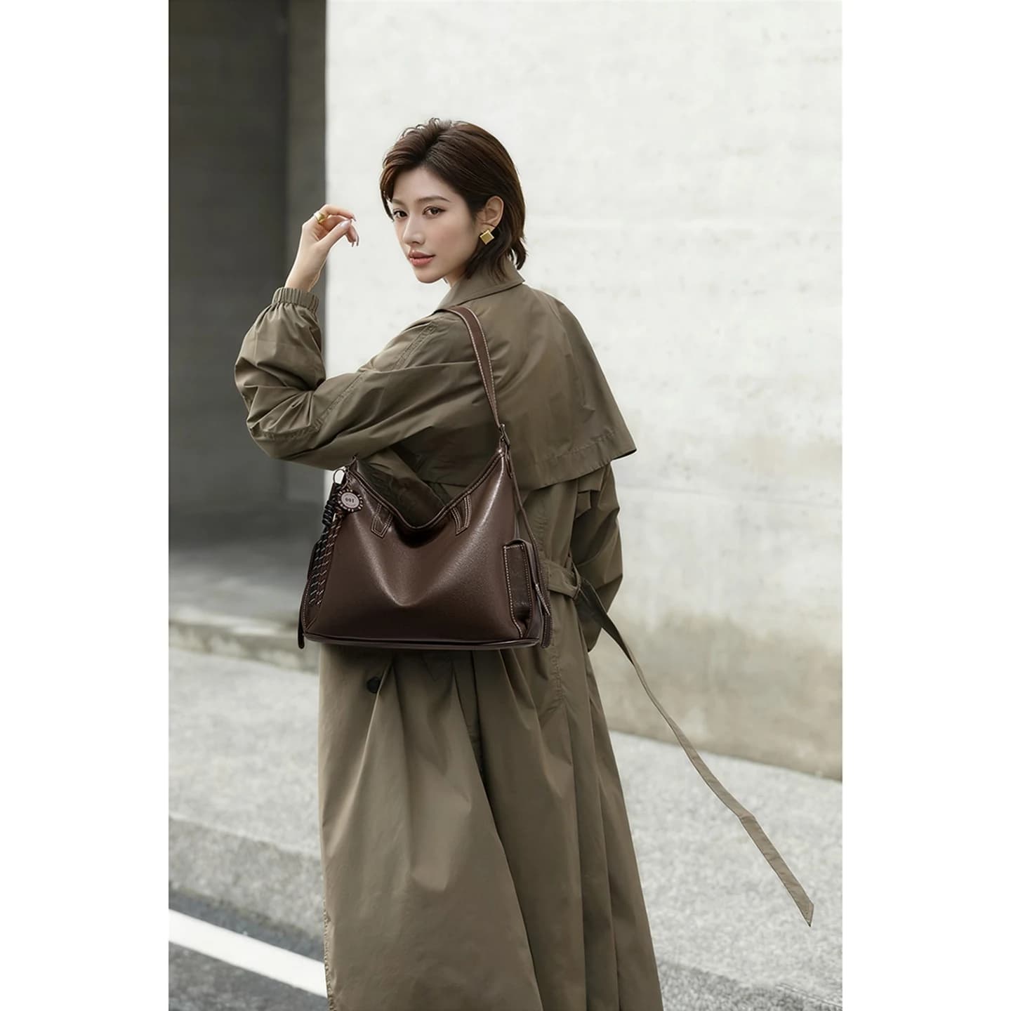 Sac à bandoulière FOXER pour femme en cuir PU souple, sac à main rétro 2026, sac hobo grande capacit