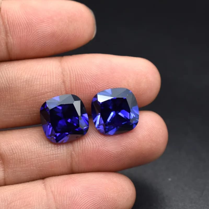 Saphir bleu tanzanite naturel, taille coussin, qualité AAAA+, 12×12mm, 10,50 carats, pierre précieus