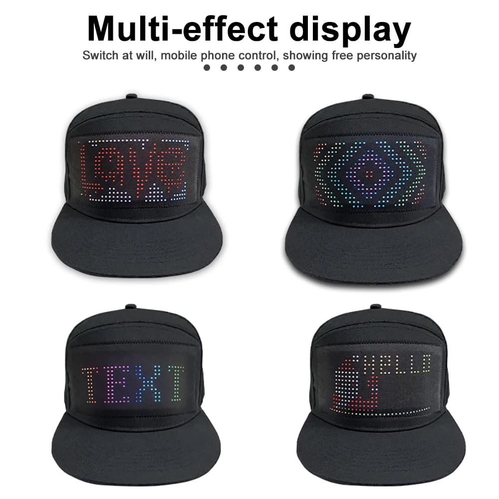 Chapeau LED avec écran d'affichage lumineux, bricolage, matrice de pixels intelligente, chapeau de B