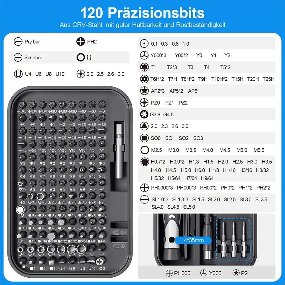 Jeu de tournevis de précision 130 en 1, Kits d'outils manuels portables, embouts magnétiques, petite