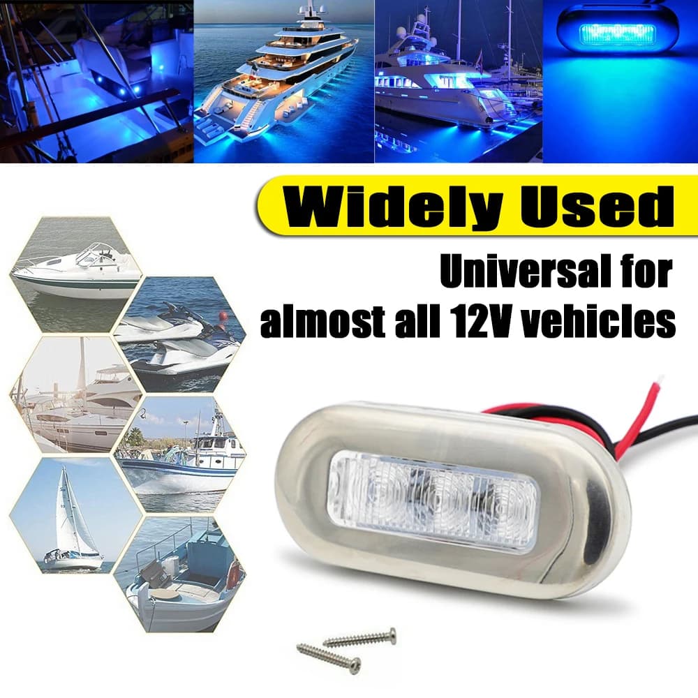 10 pièces 12V Yacht bateau marin encastré lentille transparente LED oblongue escalier pont lampe en 