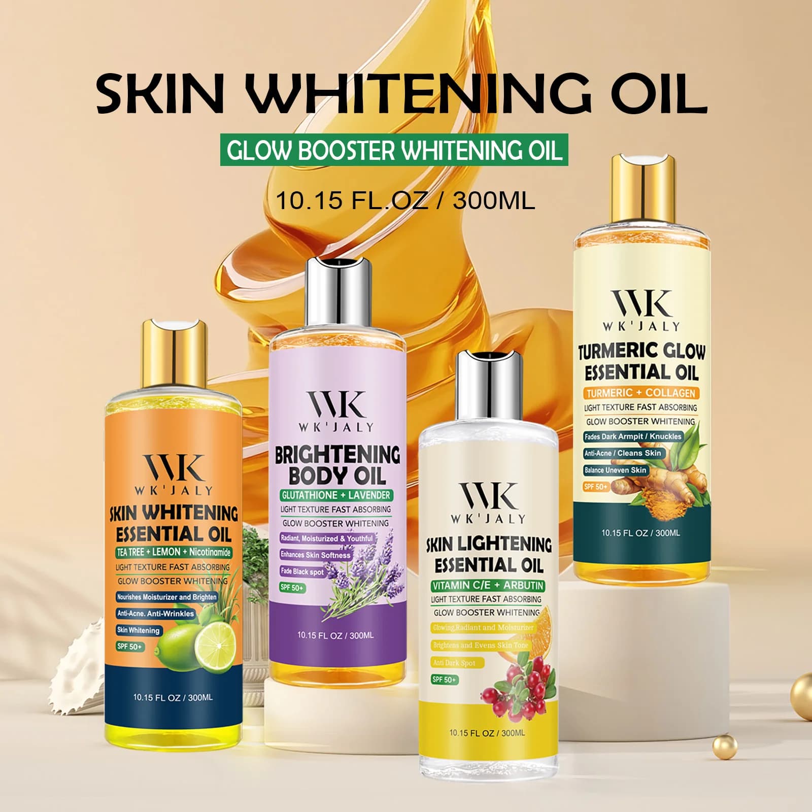 WK JALY Glow Booster huile corporelle éclaircissante blanchissante, élimine l'acné, les taches foncé