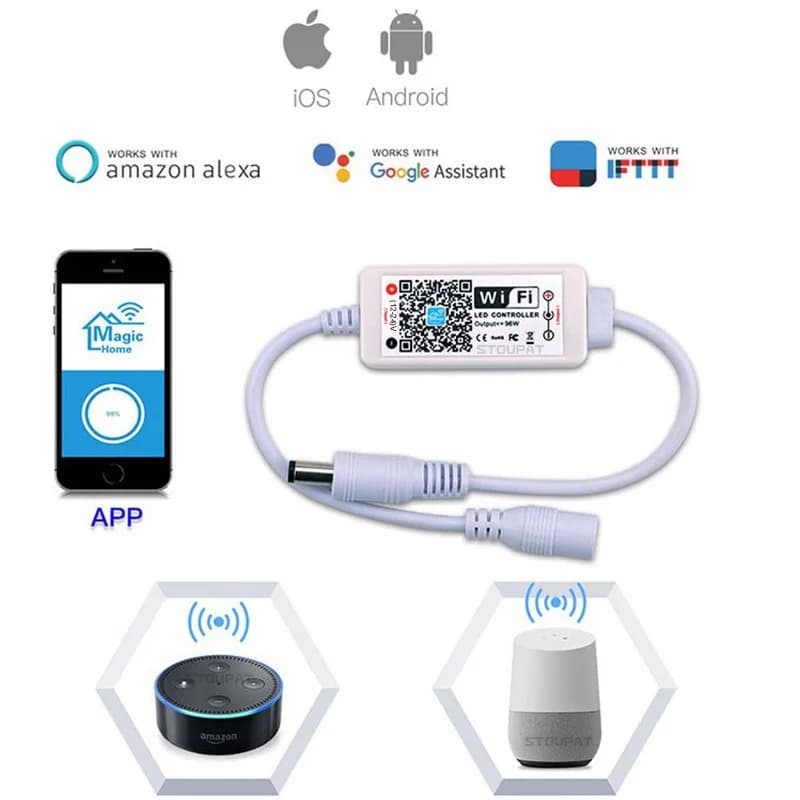 Magic Home Wifi LED bande lumineuse contrôleur APP commande vocale pour bande lumineuse monochrome v