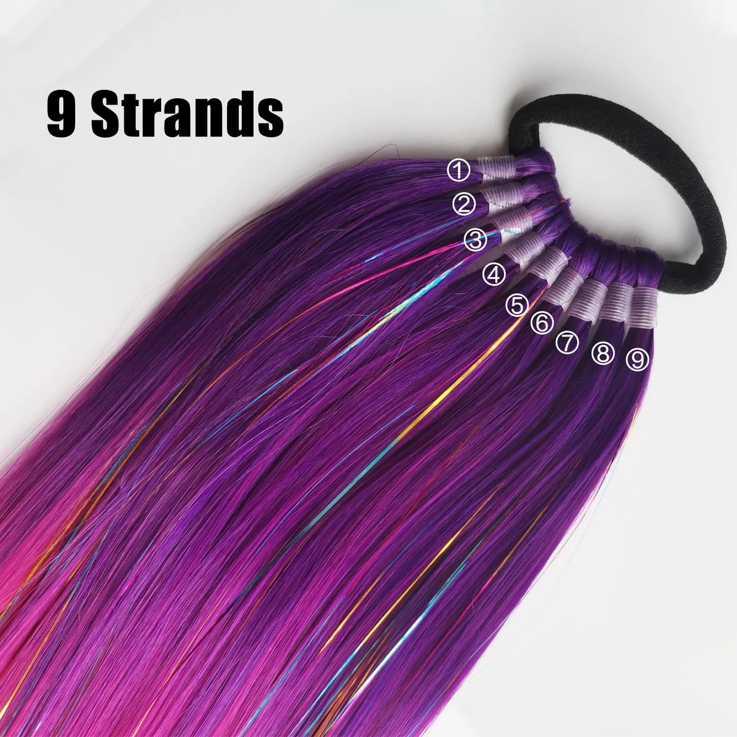 Extension de queue de cheval synthétique pour enfants, cheveux tressés en élan, violet, rouge, rose,