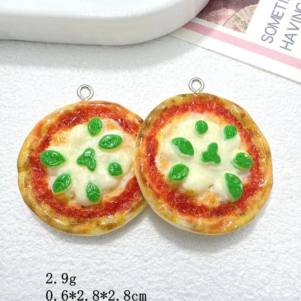 10 pièces miniature simulée mini fruits et légumes pizza résine pendentif bricolage 3D fabriqué à la