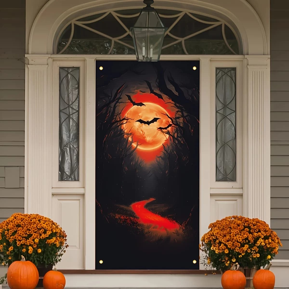 Bannière de numéro de maison 2D, 1 pièce, décoration d'Halloween Bloody Red River, motif chauve-sour