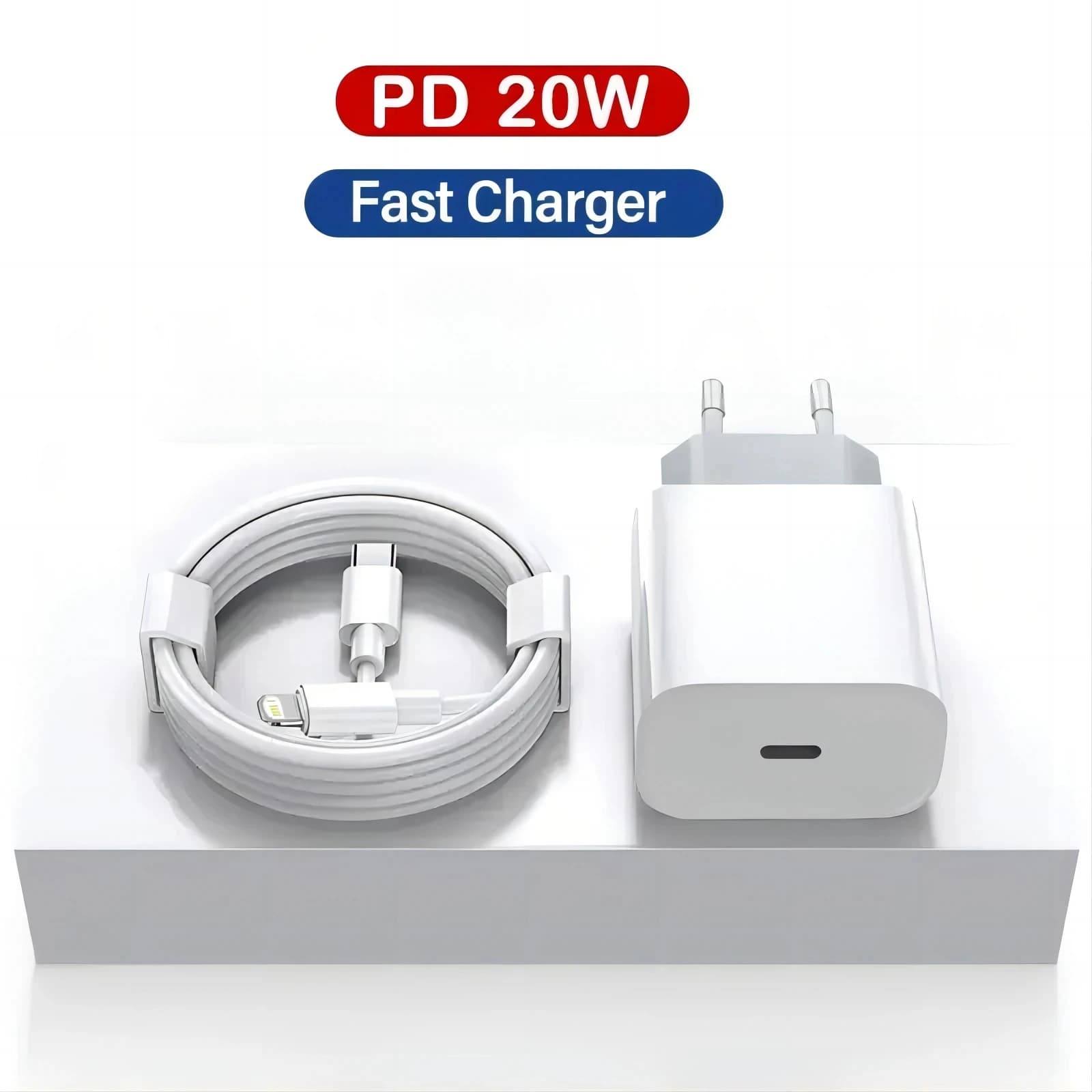 Chargeur de prise ue à charge rapide PD 20W avec câble de 1M/3 pieds pour iPhone iPad Samsung Xiao M