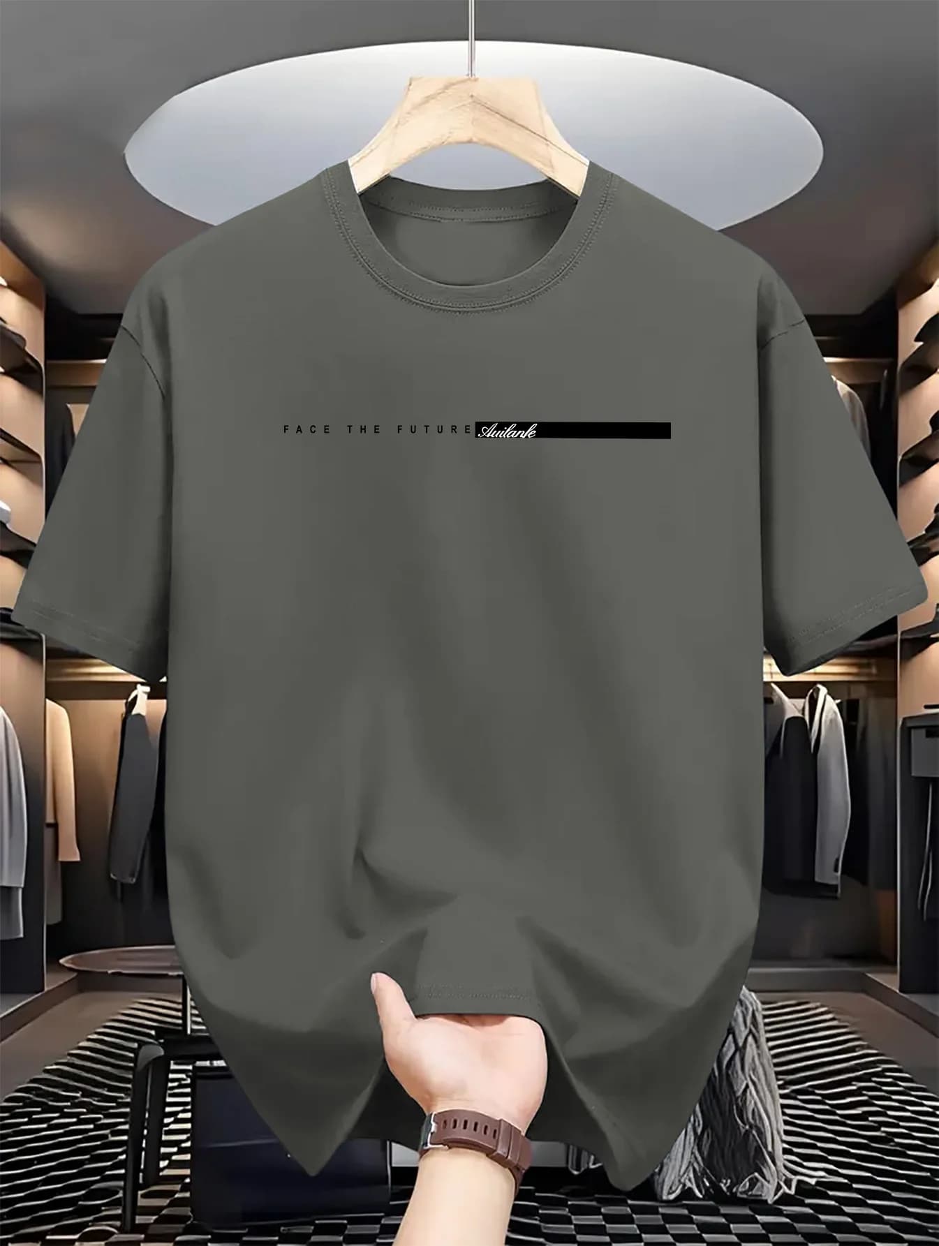 T-shirt à Manches Courtes et Col Rond pour Homme, Haut Décontracté, Coupe Ample, Grande Lettre Impri