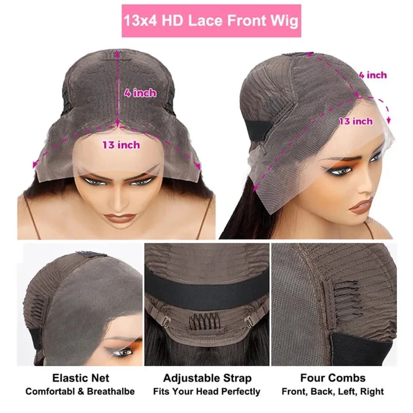 Perruque Bob Lace Front Wig Body Wave Naturelle, Cheveux Courts, 13x6, 13x6, Transparent, HD, Liquim