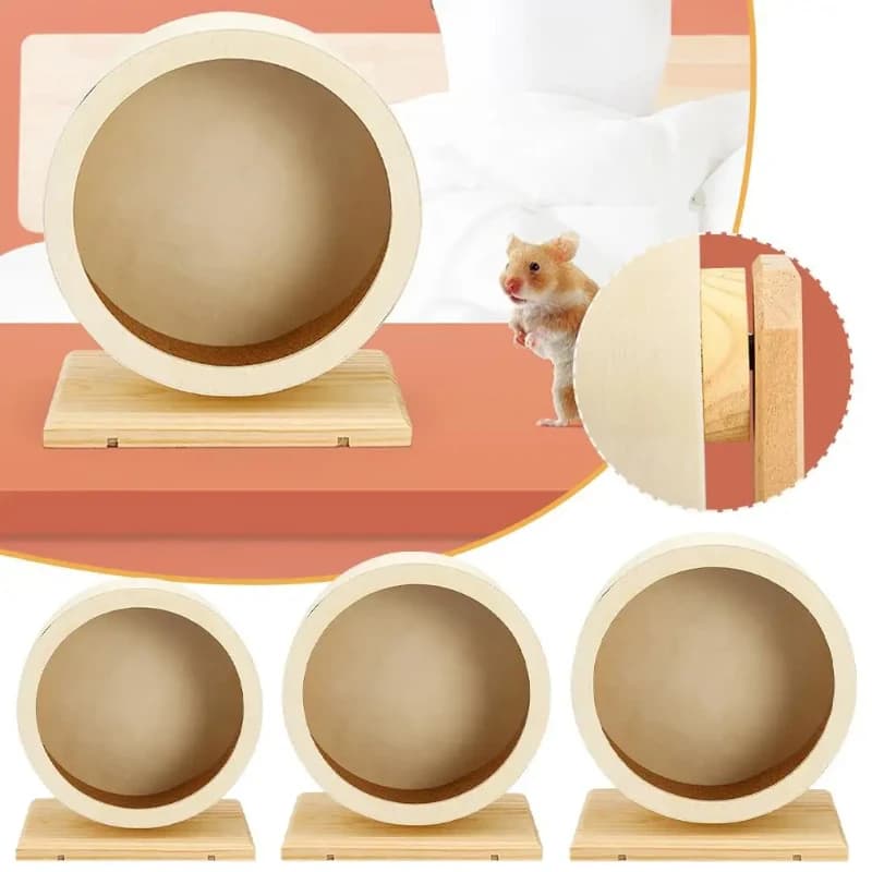 Hamster Running Wheel Golden Bear Mute Wooden Belt Bracket With Cork Pad Roller Sports Golden Bear L