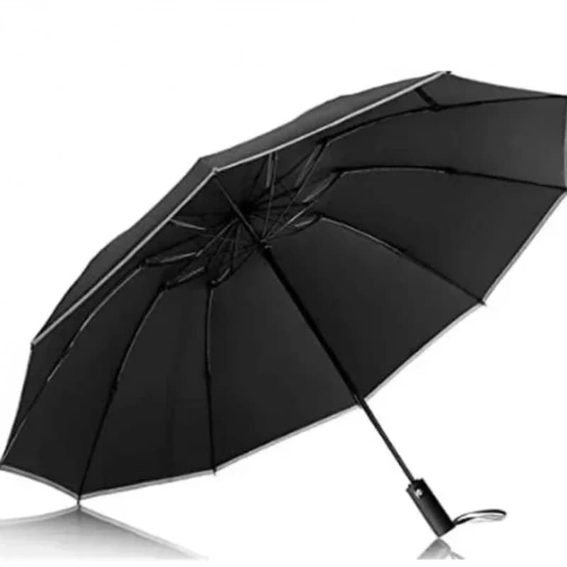 Parapluie pliant inversé entièrement automatique pour hommes et femmes, avec bande réfléchissante co