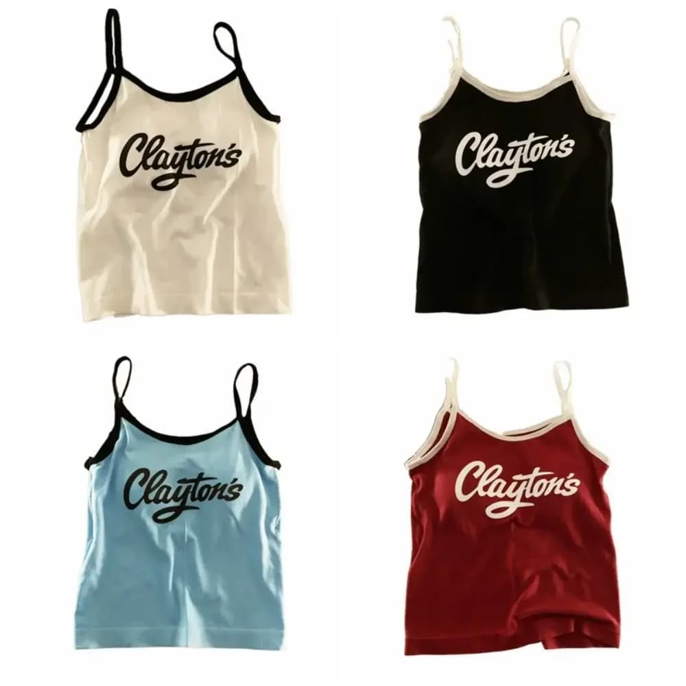 Camisole avec Coussinets et Lettres Imprimées pour Femme, Haut Précieux à la Mode, Y2K