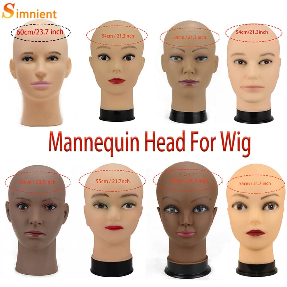 Tête de Mannequin Féminin Simnient sans Cheveux, pour Support de Perruque et Chapeau, Présentoir, Co
