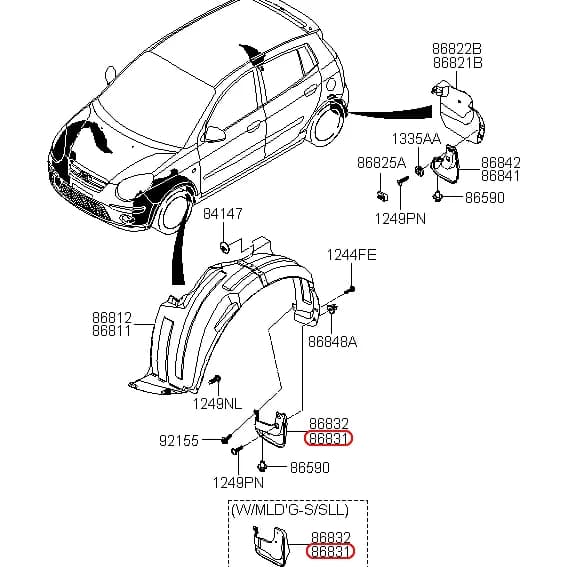 Garde-boue adapté pour Kia PICANTO 2008 2009 2010 8683107500   Garde-boue avant arrière garde-boue g