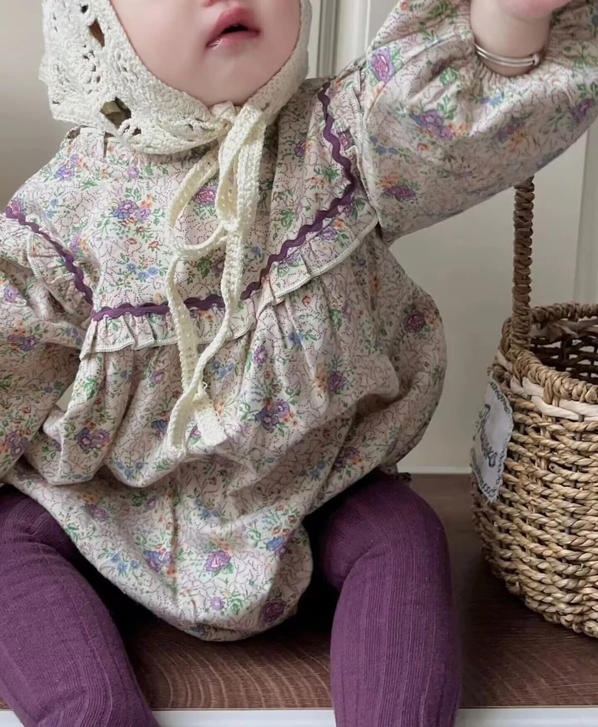 Combinaisons pour bébé fille, vêtements de printemps, Vintage, élégant, à volants floraux, manches l