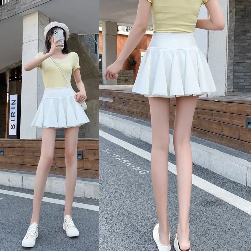 Mini jupe plissée taille haute pour femme, style coréen, garde-robe japonaise, patineuse phtalique r