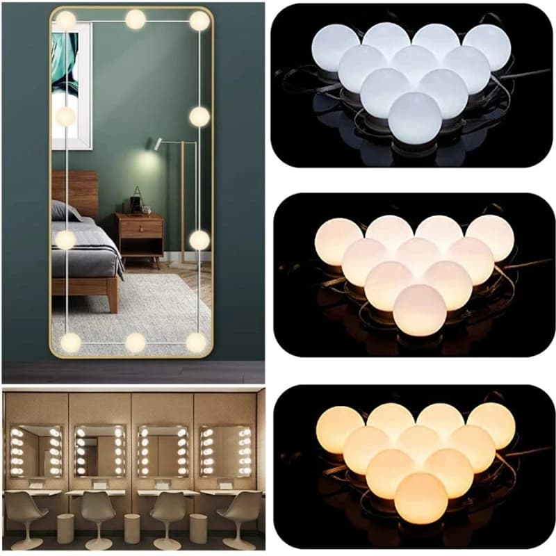 Miroir de maquillage ampoule LED lumières de vanité USB 12V salle de bain coiffeuse éclairage Dimmab