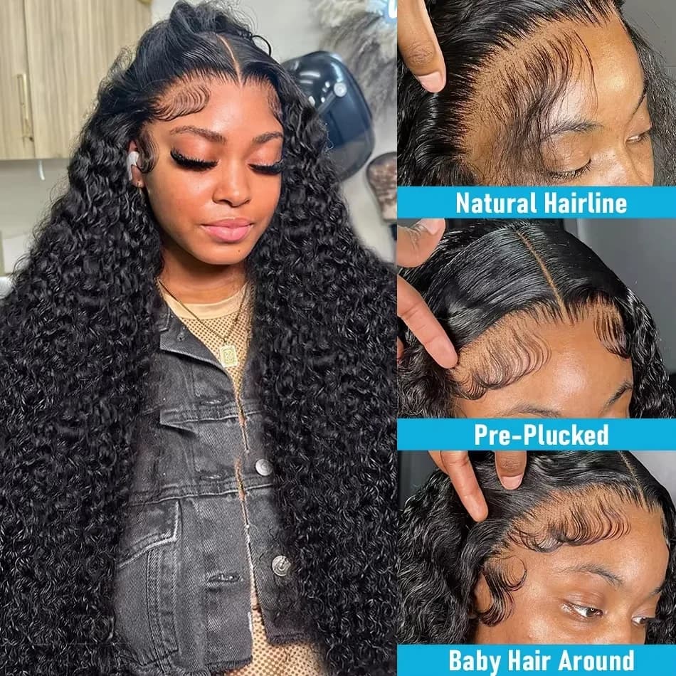 Perruques Lace Frontal HD Deep Wave 13x6 à 250% de densité, Cheveux Humains Brésiliens Ondulés Water
