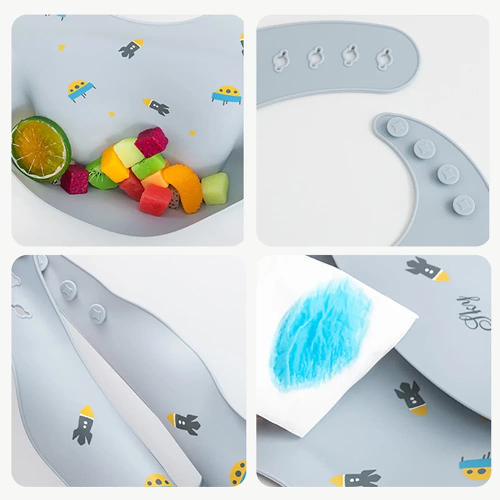 Bavoirs imperméables pour enfants, en Silicone souple, imprimé de dessin animé, réglable, pour dégus