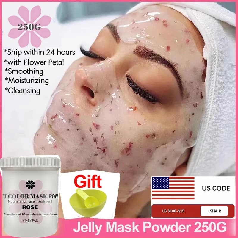 Juego de polvo de máscara de gelatina suave Natural, mascarilla Facial de goma despegable, frasco pa