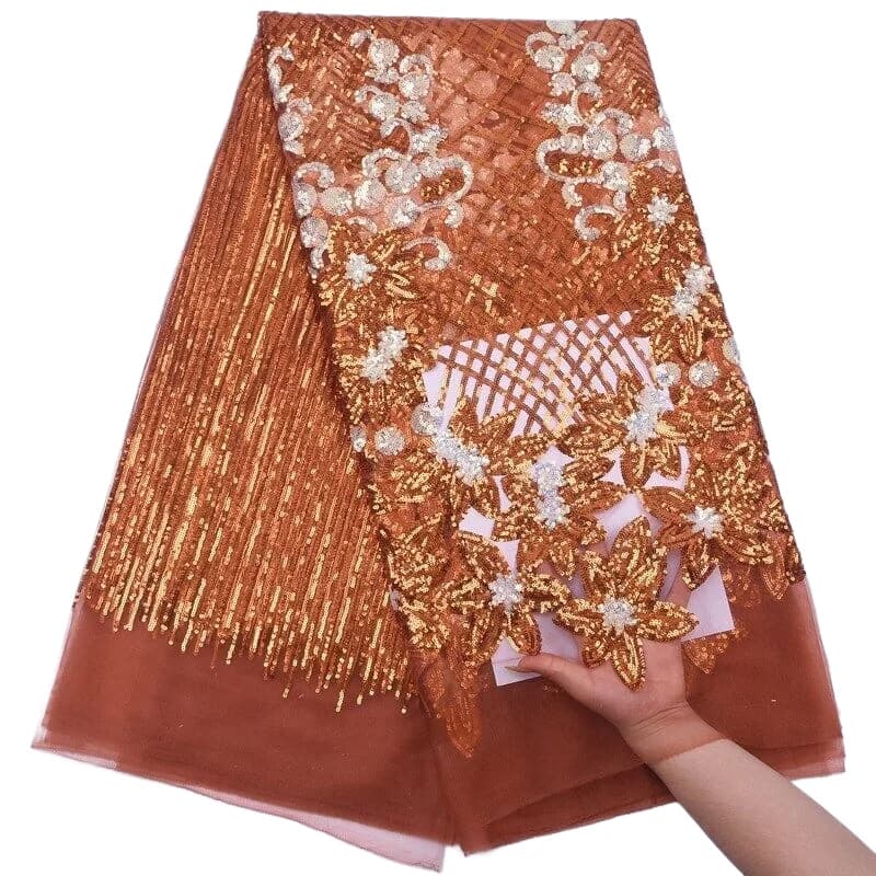 Tissu africain en dentelle et Tulle en maille, 5 Yards, de haute qualité, pour mariée nigériane, mar