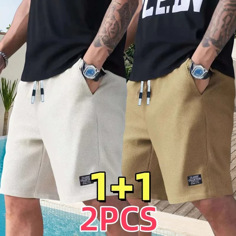Lot de 2 shorts pour hommes, pantalons décontractés pour hommes, shorts de plage pour hommes, shorts