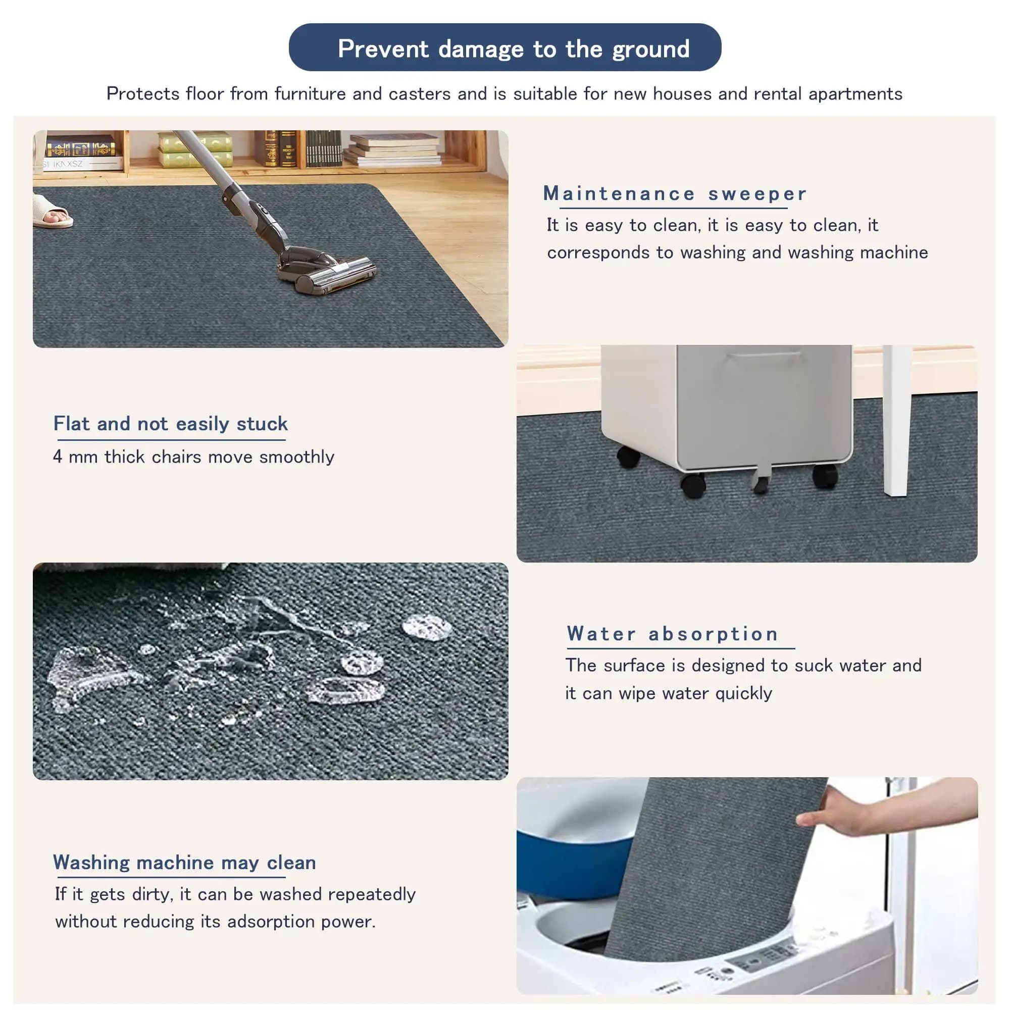 Keilymat 90x120cm tapis de chaise travail en bois dur bureau tapis de chaise roulante ordinateur cha