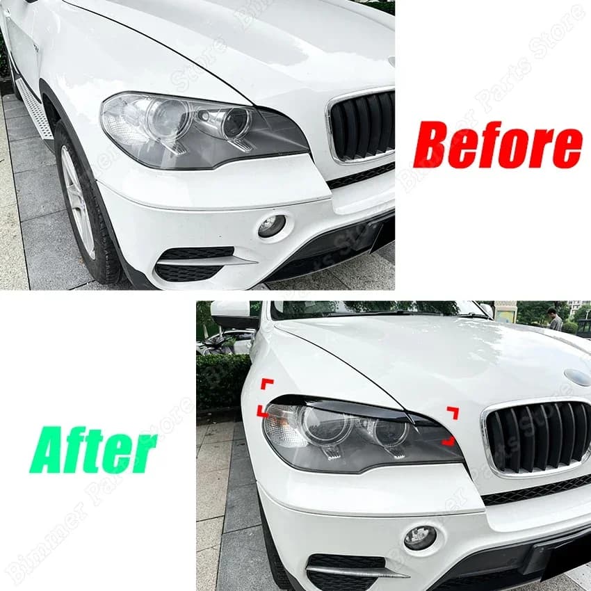 Autocollant de couverture de lampe, sourcils de phare avant de voiture, pour BMW X5 E70 30d 48i 30i 