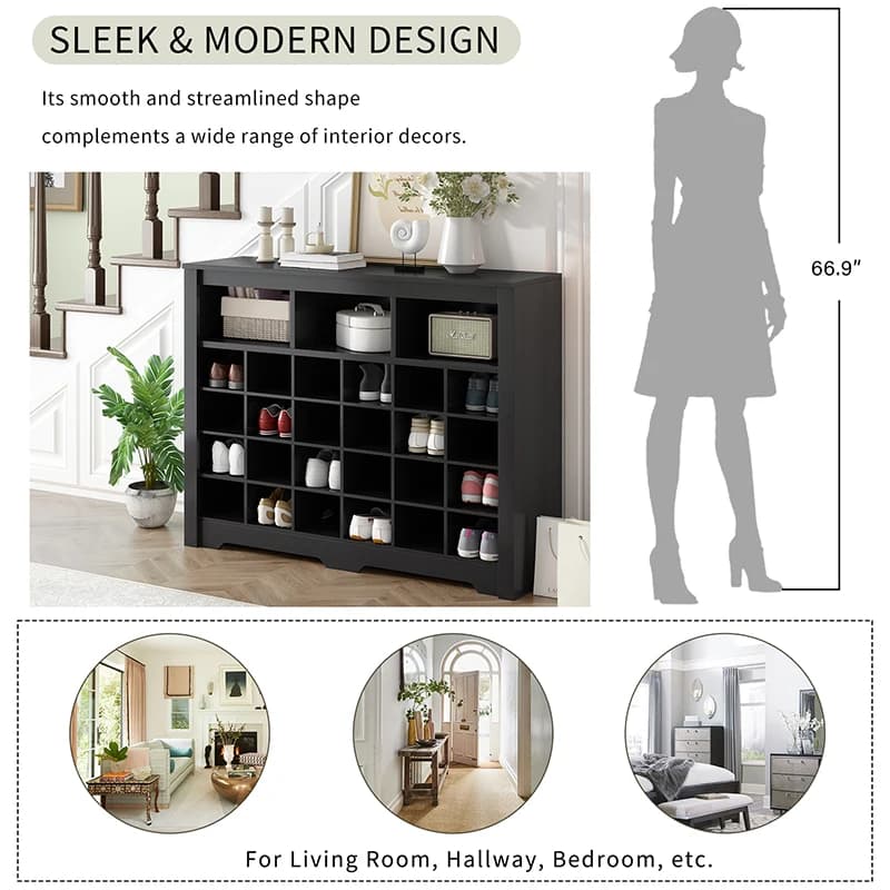 ON-TREND-Console Cubby 24 chaussures au design élégant, armoire à chaussures moderne avec base incur