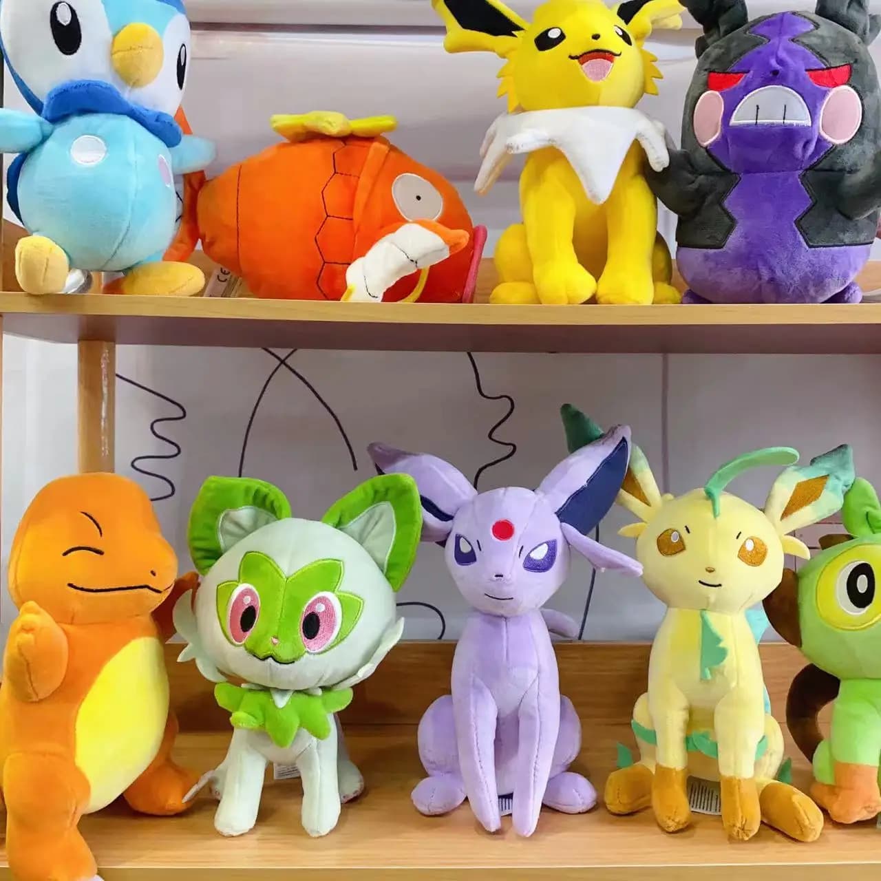 18-28 cm Pokemon Peluche Grookey Sprigatito Oshawott Leafeon Espeon Morpeko Gonbe Mimikyu Anime Figu