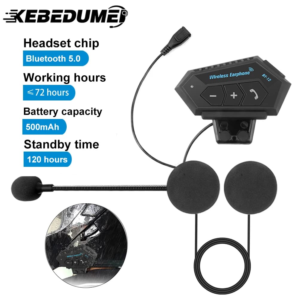 Casque de moto Bluetooth casque casque sans fil moto mains libres stéréo écouteur haut-parleur réduc